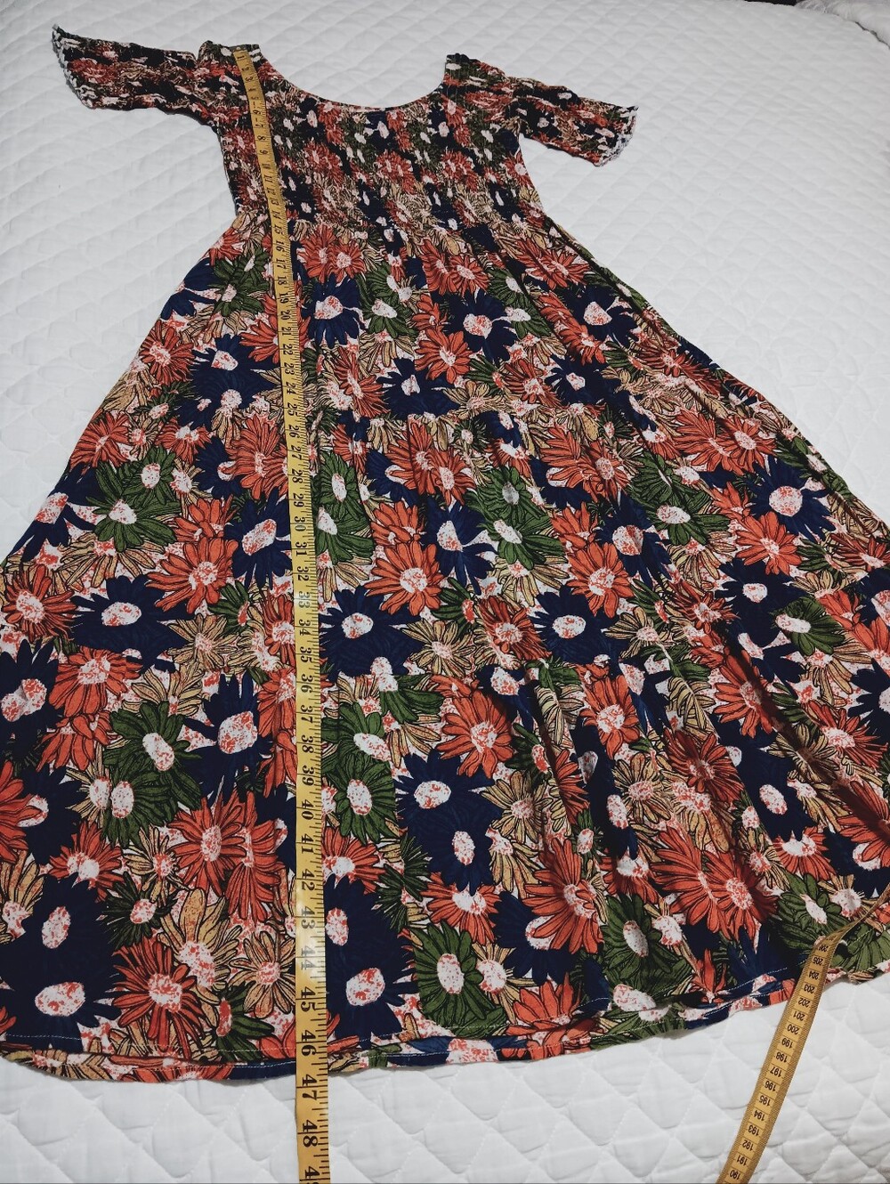NATURAL LIFE Navy Maxi Dress with Orange Floral Print Size M - Picture 8 of 9